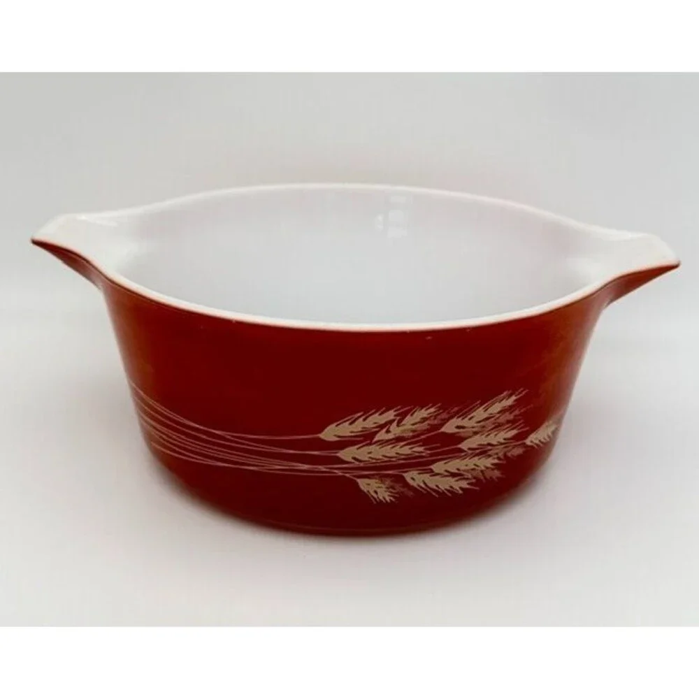 Vintage Pyrex 475-B  Autumn Harvest Wheat Casserole Dish Bowl No Lid 2.5 Qt.